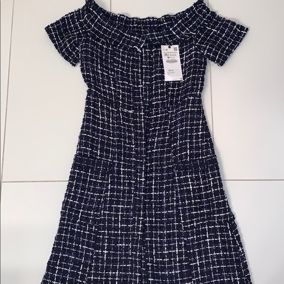 ZARA BLUE TWEED MIDI DRESS 💎💙 - Picture 5 of 7